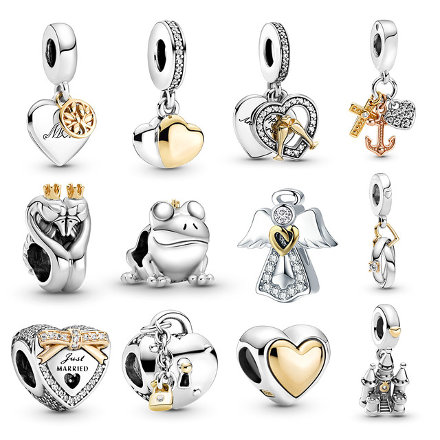 Nowy dwukolorowy srebrny charm w kształcie łabędzia do bransoletki lub naszyjnika Pandora - biżuteria celebrytka - Wianko - 1