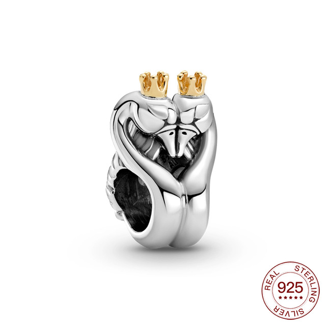 Nowy dwukolorowy srebrny charm w kształcie łabędzia do bransoletki lub naszyjnika Pandora - biżuteria celebrytka - Wianko - 8