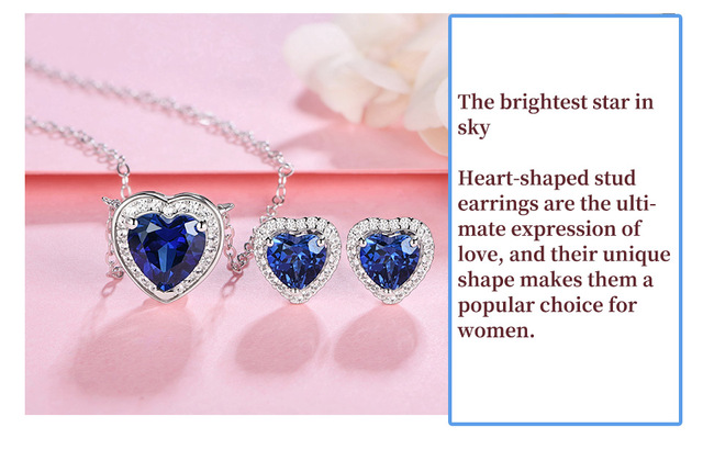 Piękna biżuteria serce ze srebra 925 w kształcie niebieskiego szafiru dla kobiet - Wianko - 16