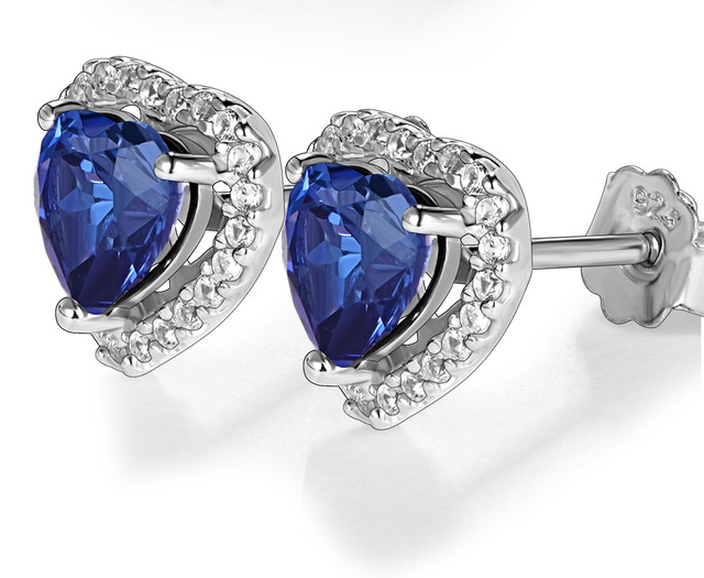 Piękna biżuteria serce ze srebra 925 w kształcie niebieskiego szafiru dla kobiet - Wianko - 7