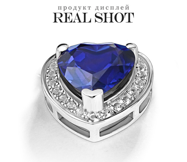 Piękna biżuteria serce ze srebra 925 w kształcie niebieskiego szafiru dla kobiet - Wianko - 6