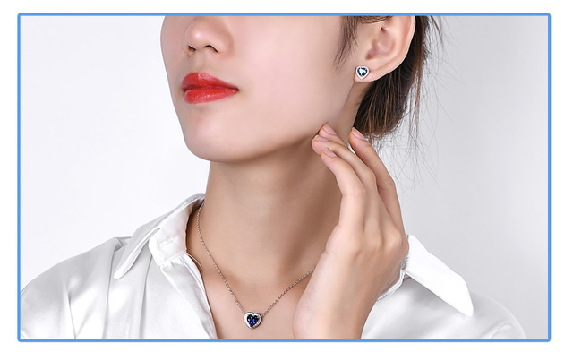 Piękna biżuteria serce ze srebra 925 w kształcie niebieskiego szafiru dla kobiet - Wianko - 15