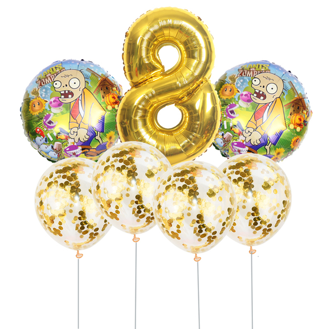 Zestaw 7 balonów foliowych zielonych i złotych, w kształcie numerów, idealny na przyjęcie urodzinowe dla dzieci, baby shower i gry z gadżetami - Wianko - 5