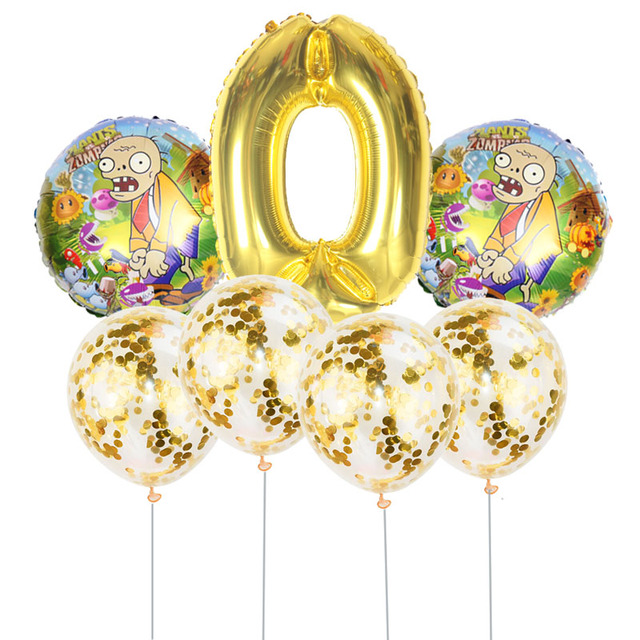 Zestaw 7 balonów foliowych zielonych i złotych, w kształcie numerów, idealny na przyjęcie urodzinowe dla dzieci, baby shower i gry z gadżetami - Wianko - 1