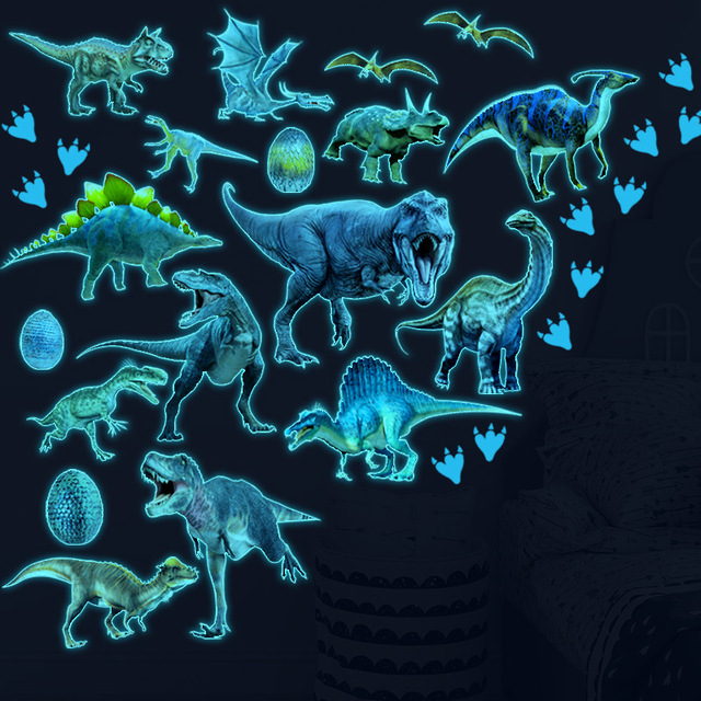 Naklejka ściany - Park dinozaurów, fluorescencyjne światło, dekoracja dziecięcych wnętrz - Wianko - 4