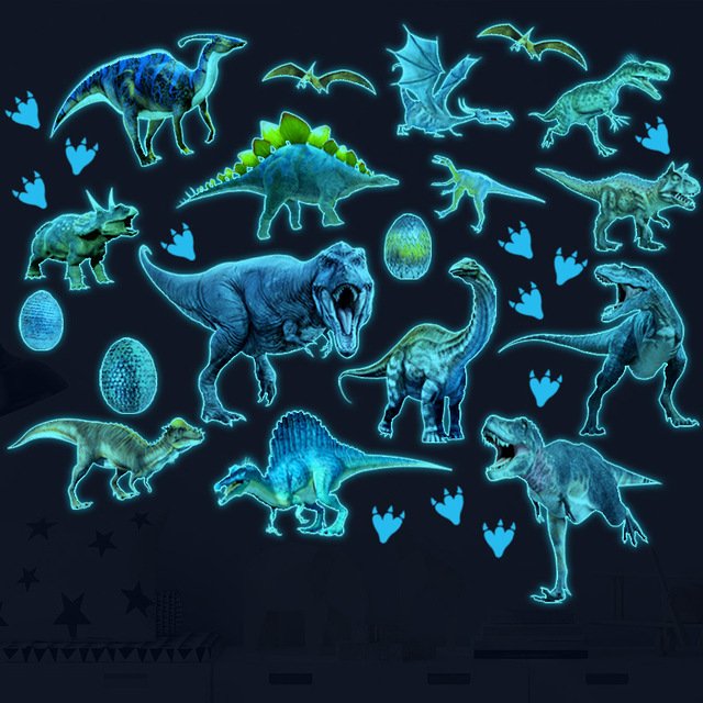 Naklejka ściany - Park dinozaurów, fluorescencyjne światło, dekoracja dziecięcych wnętrz - Wianko - 3