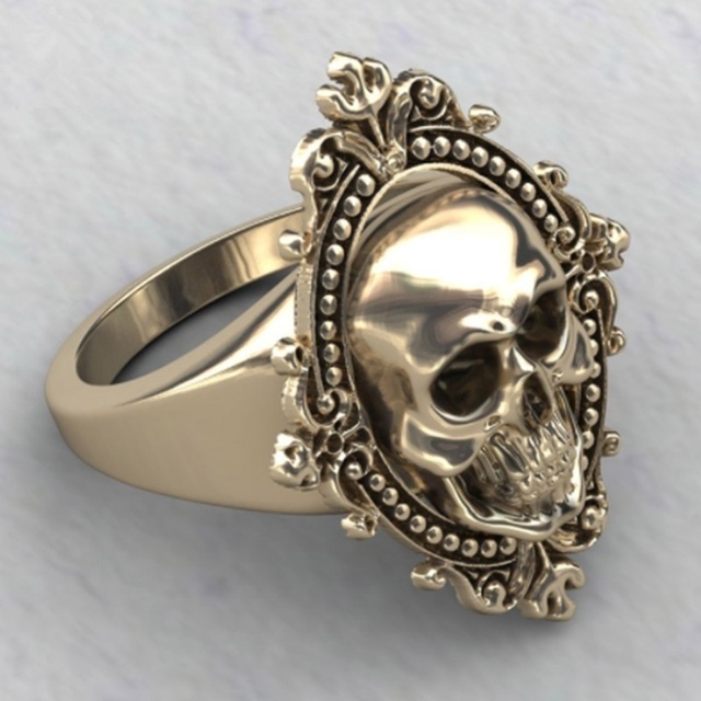 Vintage pierścień z koronką w stylu punk zczaszką dla mężczyzn - biżuteria o osobowości i kreatywnym designie - Wianko - 2