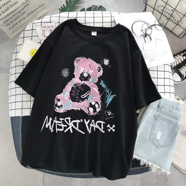 Koszulka do biegania damska Harajuk goth z nadrukiem Anime T-shirt Unisex 2021 - Wianko - 11