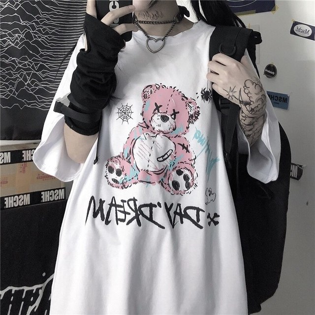 Koszulka do biegania damska Harajuk goth z nadrukiem Anime T-shirt Unisex 2021 - Wianko - 5