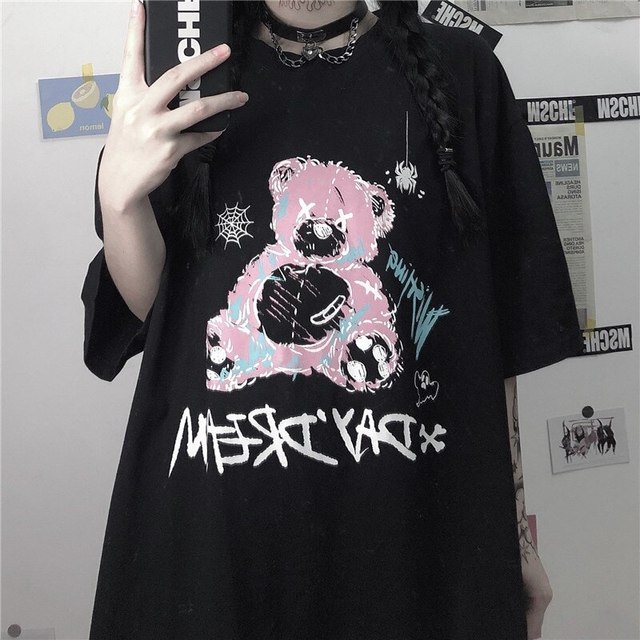 Koszulka do biegania damska Harajuk goth z nadrukiem Anime T-shirt Unisex 2021 - Wianko - 6