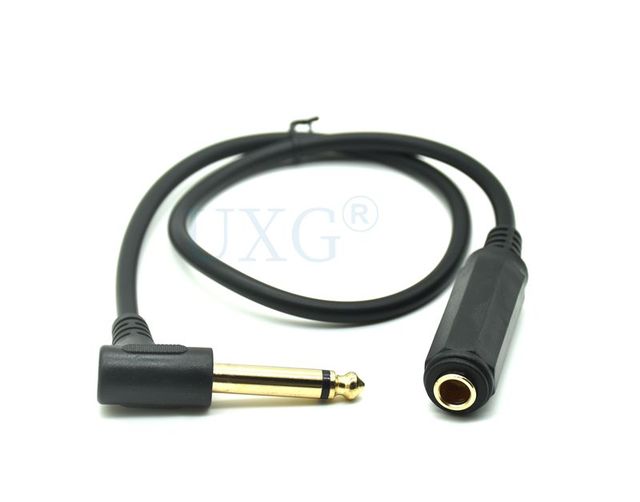 Kabel krosowy Audio 6.35MM MONO męski 6.5mm na żeński 1/4 cala 90° 50CM - Wianko - 1