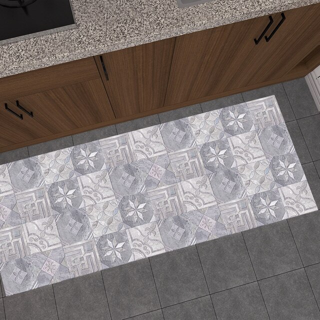 Zestaw 10 matowych naklejek na podłogę i ścianę, tekstura marmuru, odporna na poślizg - kuchnia, łazienka - Wianko - 16