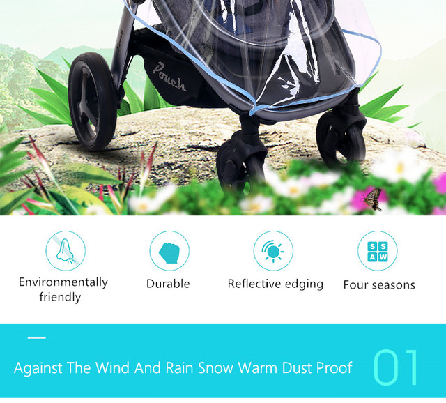 Uniwersalny wodoodporny przezroczysty płaszcz przeciwdeszczowy z zamkiem na wózek dziecięcy - Wianko - 2