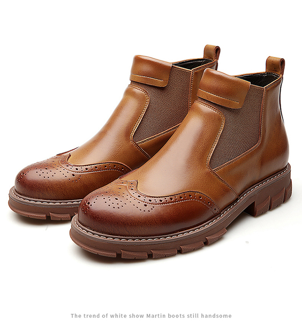 Męskie buty sztyblety Chelsea Vintage z prawdziwej skóry cielęcej - Wianko - 22