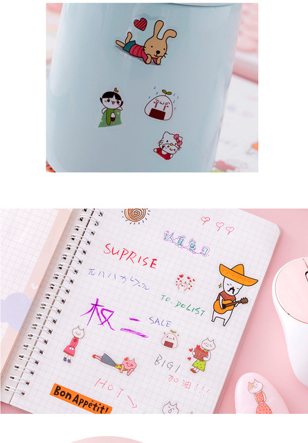 120 sztuk naklejek dekoracyjnych PET Bullet Journal Kawaii świnka, do Scrapbookingu DIY i pamiętnika - Wianko - 9