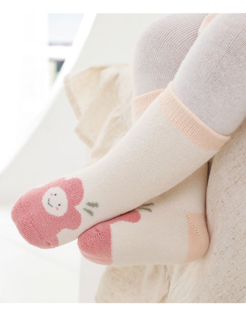 Zestaw 5 par zimowych skarpetek do kolan dla noworodka z nadrukiem – dziewczynka chłopiec dzieci dziecko maluchy – bawełna frotte – ciepłe i śmieszne - Wianko - 15