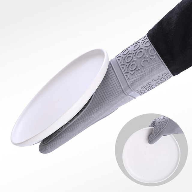 Silikonowa rękawica do mikrofalówki i pieca żaroodporny Mitts - wszechstronne izolacyjne narzędzie kuchenne z zagęszczoną linią Potholders Pad Grill do pieczenia - Wianko - 6