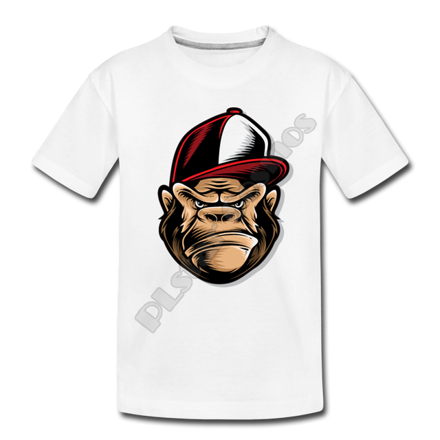 T-Shirt 3D z nadrukiem Goryla w kapeluszu - dla dzieci, śmieszny, zwierzęcy motyw, lato, krótki rękaw - Wianko - 8