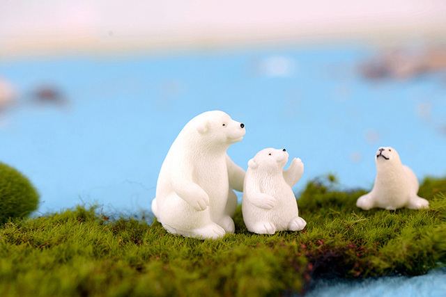 Figurka niedźwiedzia polarneho - Matka i Syn, biały, miniaturowa dekoracja do domu, ogrodu, ślubu, prezent - Wianko - 2