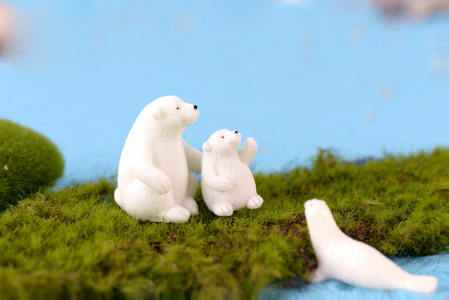 Figurka niedźwiedzia polarneho - Matka i Syn, biały, miniaturowa dekoracja do domu, ogrodu, ślubu, prezent - Wianko - 7