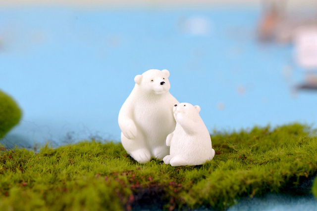 Figurka niedźwiedzia polarneho - Matka i Syn, biały, miniaturowa dekoracja do domu, ogrodu, ślubu, prezent - Wianko - 4