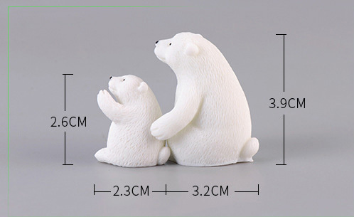 Figurka niedźwiedzia polarneho - Matka i Syn, biały, miniaturowa dekoracja do domu, ogrodu, ślubu, prezent - Wianko - 3