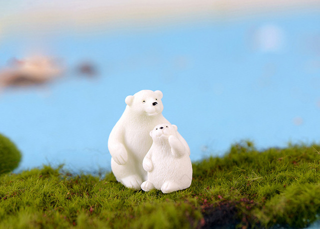 Figurka niedźwiedzia polarneho - Matka i Syn, biały, miniaturowa dekoracja do domu, ogrodu, ślubu, prezent - Wianko - 5