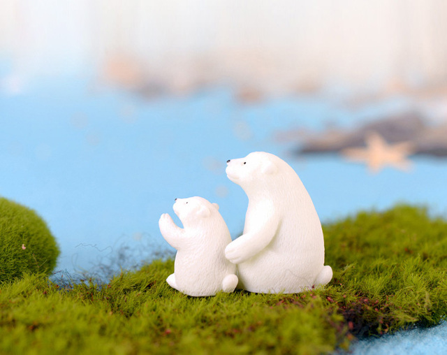Figurka niedźwiedzia polarneho - Matka i Syn, biały, miniaturowa dekoracja do domu, ogrodu, ślubu, prezent - Wianko - 6