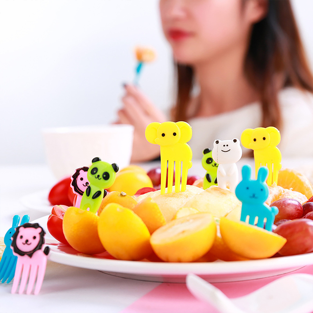 Widelce do warzyw i owoców dla dzieci - dekoracje z mini naczyniami, widelcami i wykałaczkami w kształcie zwierząt gospodarskich i postaci z kreskówek - Wianko - 10