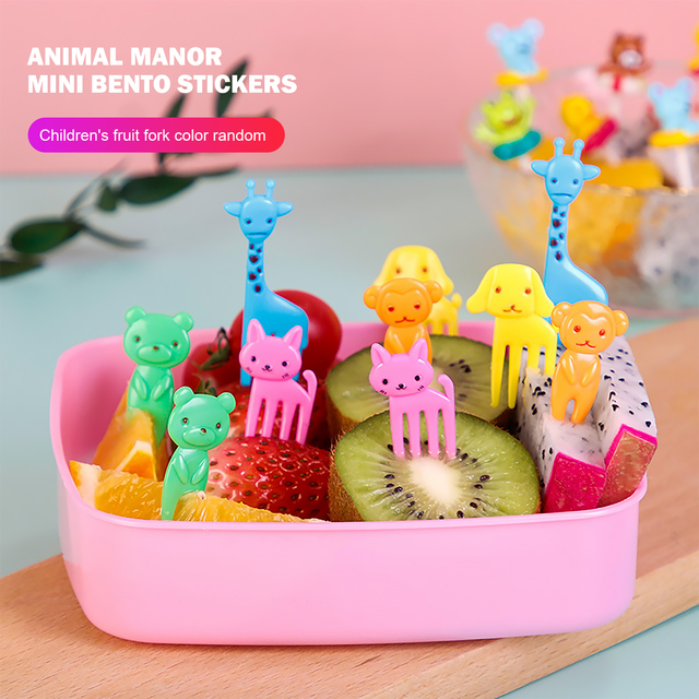 Widelce do warzyw i owoców dla dzieci - dekoracje z mini naczyniami, widelcami i wykałaczkami w kształcie zwierząt gospodarskich i postaci z kreskówek - Wianko - 7