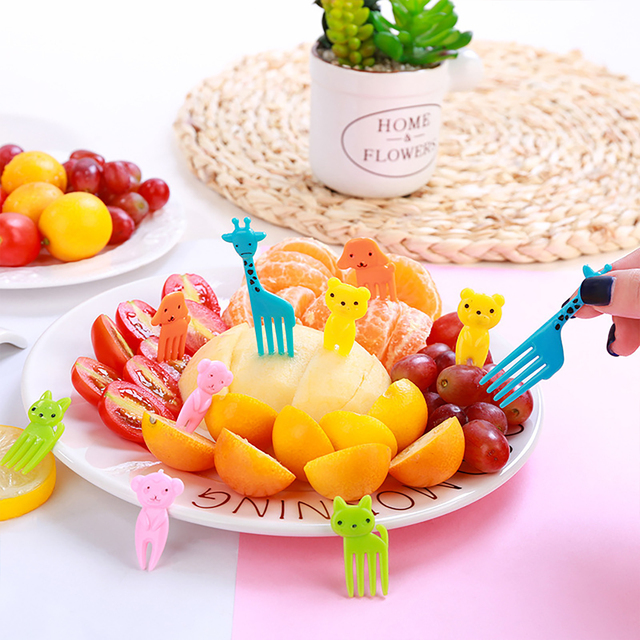 Widelce do warzyw i owoców dla dzieci - dekoracje z mini naczyniami, widelcami i wykałaczkami w kształcie zwierząt gospodarskich i postaci z kreskówek - Wianko - 11