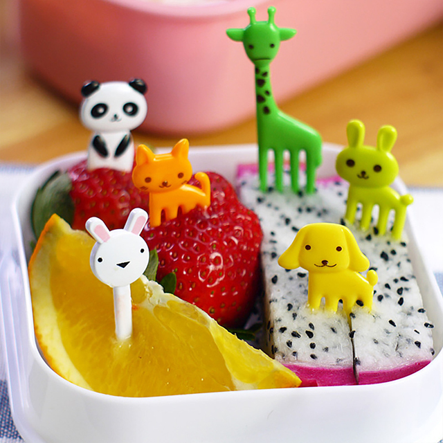 Widelce do warzyw i owoców dla dzieci - dekoracje z mini naczyniami, widelcami i wykałaczkami w kształcie zwierząt gospodarskich i postaci z kreskówek - Wianko - 14