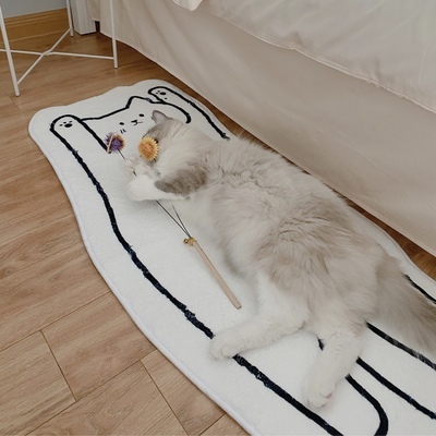 Miękki, antypoślizgowy dywan Nordic Cartoon z kreatywnym kotem, składany na noc do sypialni i na stół w pokoju dziennym, dekoracyjna mata podłogowa - Wianko - 11