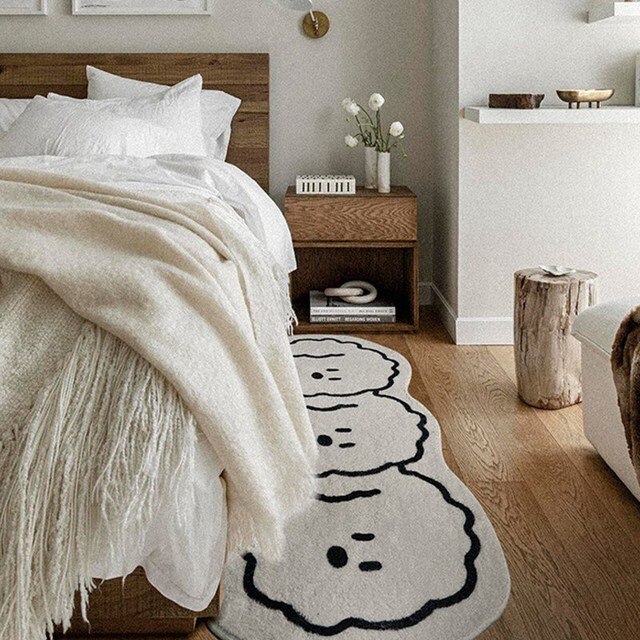 Miękki, antypoślizgowy dywan Nordic Cartoon z kreatywnym kotem, składany na noc do sypialni i na stół w pokoju dziennym, dekoracyjna mata podłogowa - Wianko - 34