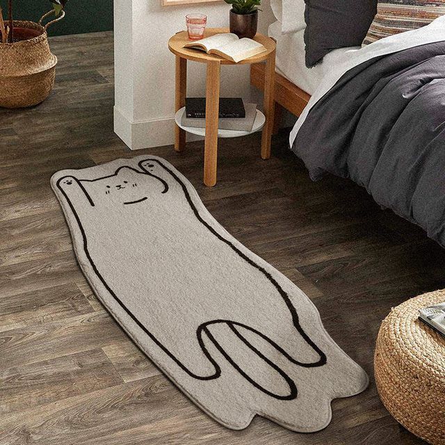 Miękki, antypoślizgowy dywan Nordic Cartoon z kreatywnym kotem, składany na noc do sypialni i na stół w pokoju dziennym, dekoracyjna mata podłogowa - Wianko - 13