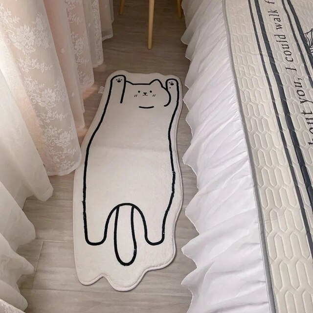 Miękki, antypoślizgowy dywan Nordic Cartoon z kreatywnym kotem, składany na noc do sypialni i na stół w pokoju dziennym, dekoracyjna mata podłogowa - Wianko - 31