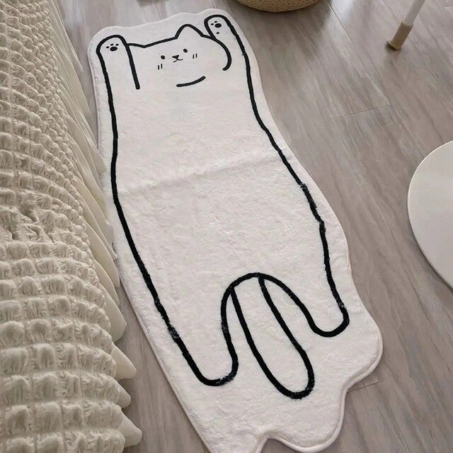 Miękki, antypoślizgowy dywan Nordic Cartoon z kreatywnym kotem, składany na noc do sypialni i na stół w pokoju dziennym, dekoracyjna mata podłogowa - Wianko - 32