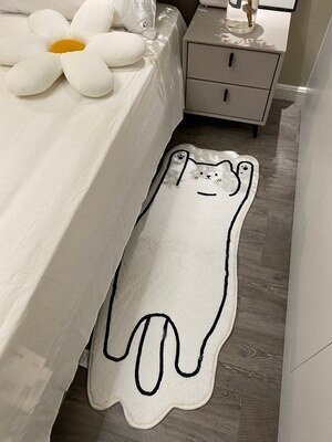 Miękki, antypoślizgowy dywan Nordic Cartoon z kreatywnym kotem, składany na noc do sypialni i na stół w pokoju dziennym, dekoracyjna mata podłogowa - Wianko - 23