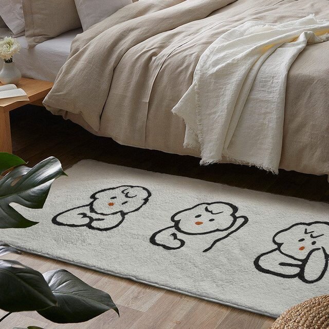 Miękki, antypoślizgowy dywan Nordic Cartoon z kreatywnym kotem, składany na noc do sypialni i na stół w pokoju dziennym, dekoracyjna mata podłogowa - Wianko - 35