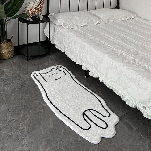 Miękki, antypoślizgowy dywan Nordic Cartoon z kreatywnym kotem, składany na noc do sypialni i na stół w pokoju dziennym, dekoracyjna mata podłogowa - Wianko - 36