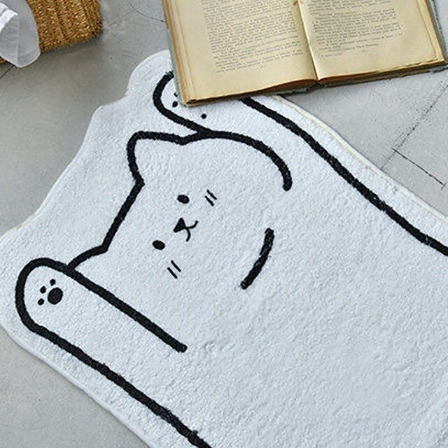 Miękki, antypoślizgowy dywan Nordic Cartoon z kreatywnym kotem, składany na noc do sypialni i na stół w pokoju dziennym, dekoracyjna mata podłogowa - Wianko - 41