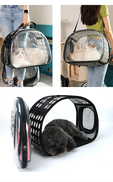 Plecak dla zwierząt Carrier Outdoor Travel - przenośne nosidełko na ramię, wykonane z oddychającego pvc. Przezroczysta torebka z kocim motywem i kapsułą dla szczeniąt - Wianko - 2