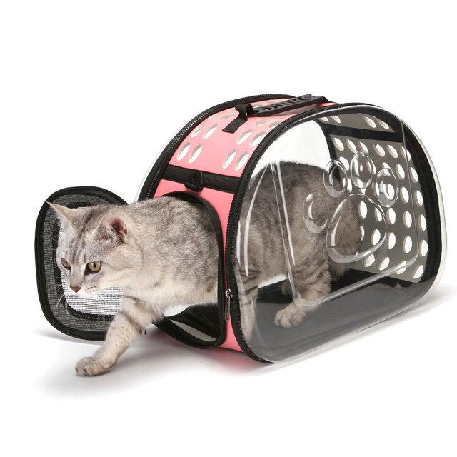 Plecak dla zwierząt Carrier Outdoor Travel - przenośne nosidełko na ramię, wykonane z oddychającego pvc. Przezroczysta torebka z kocim motywem i kapsułą dla szczeniąt - Wianko - 5