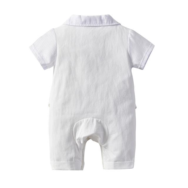 Garnitur dla chłopców 0-3 lata: body niemowlęce Romper z muszką i spodnie wizytowe Gentleman - Wianko - 10