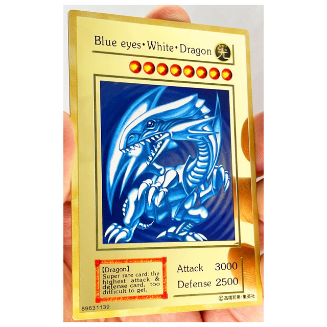 Złota Metalowa Karta Yu Gi Oh z Niebieskimi Oczami Białego Smoka - Gry Karciane Anime dla Dzieci - Wianko - 6