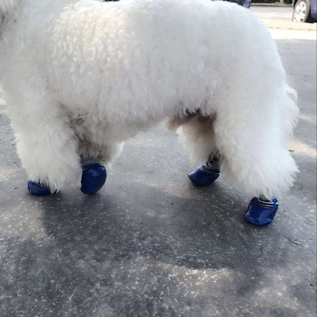 Zestaw 4 sztuk ślicznych bawełnianych butów dla psa - wodoodporne, antypoślizgowe, chroniące przed deszczem, śniegiem i zranieniem łapy - dla szczeniąt, kotów i dużych psów - Wianko - 12