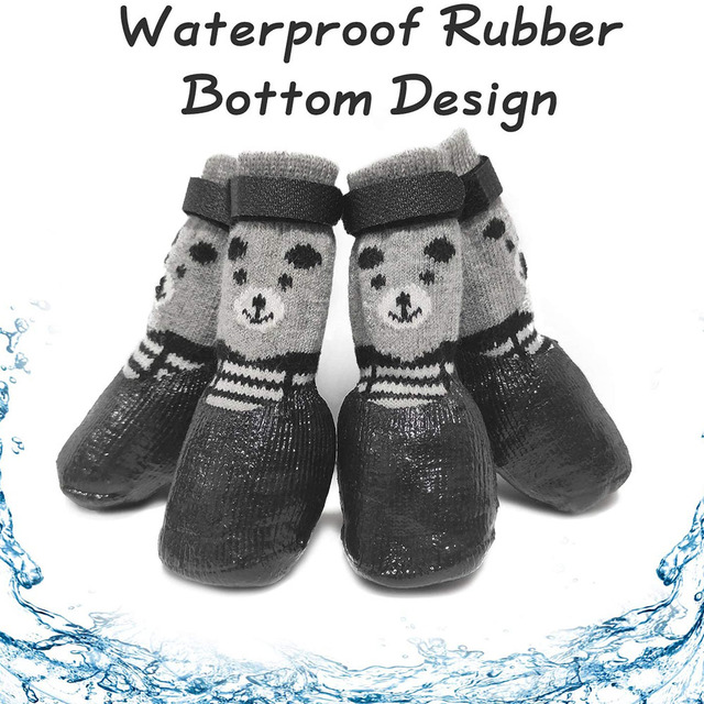 Zestaw 4 sztuk ślicznych bawełnianych butów dla psa - wodoodporne, antypoślizgowe, chroniące przed deszczem, śniegiem i zranieniem łapy - dla szczeniąt, kotów i dużych psów - Wianko - 7