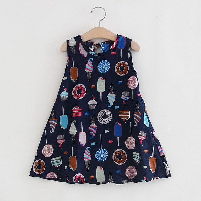 Sukienka dziewczęca bez rękawów z nadrukiem maszynki do lodów i ciast – letnia odzież dla maluchów - Wianko - 5