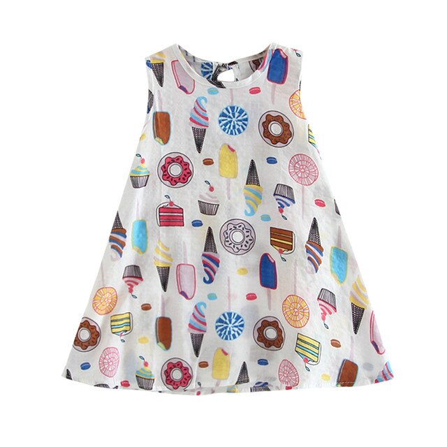 Sukienka dziewczęca bez rękawów z nadrukiem maszynki do lodów i ciast – letnia odzież dla maluchów - Wianko - 2