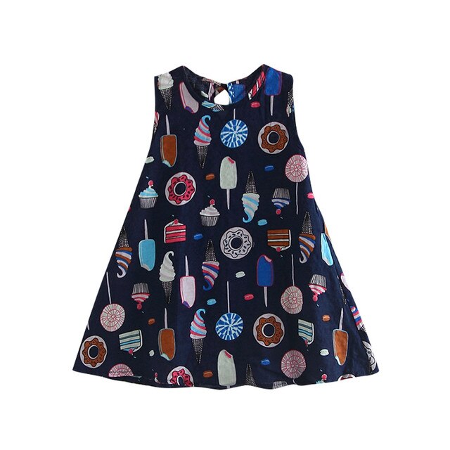 Sukienka dziewczęca bez rękawów z nadrukiem maszynki do lodów i ciast – letnia odzież dla maluchów - Wianko - 3